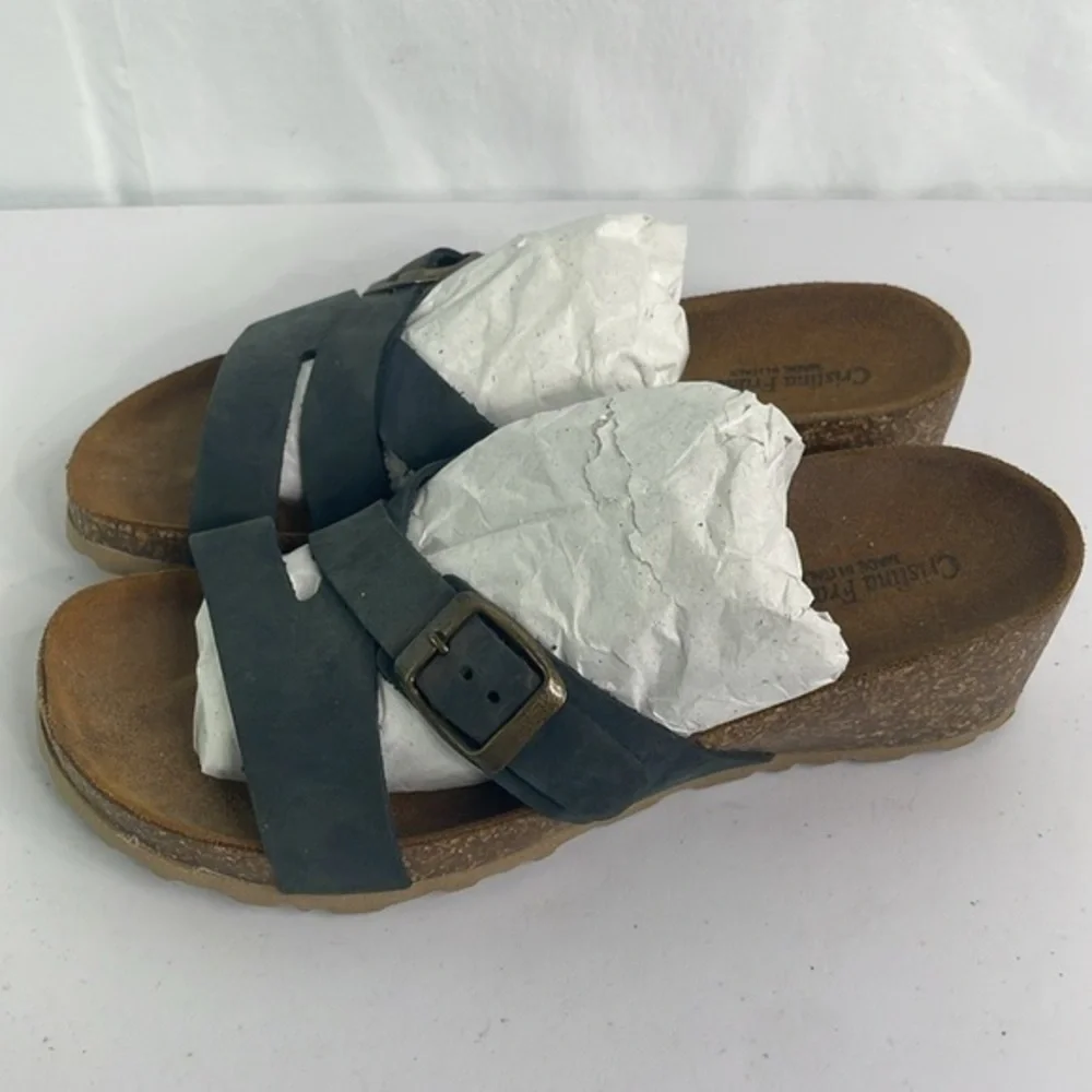 Cristina Francini, gray leather buckle sandals made in Italy